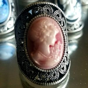 Lady Queen Cameo Vintage Style Sterling Silver Pla